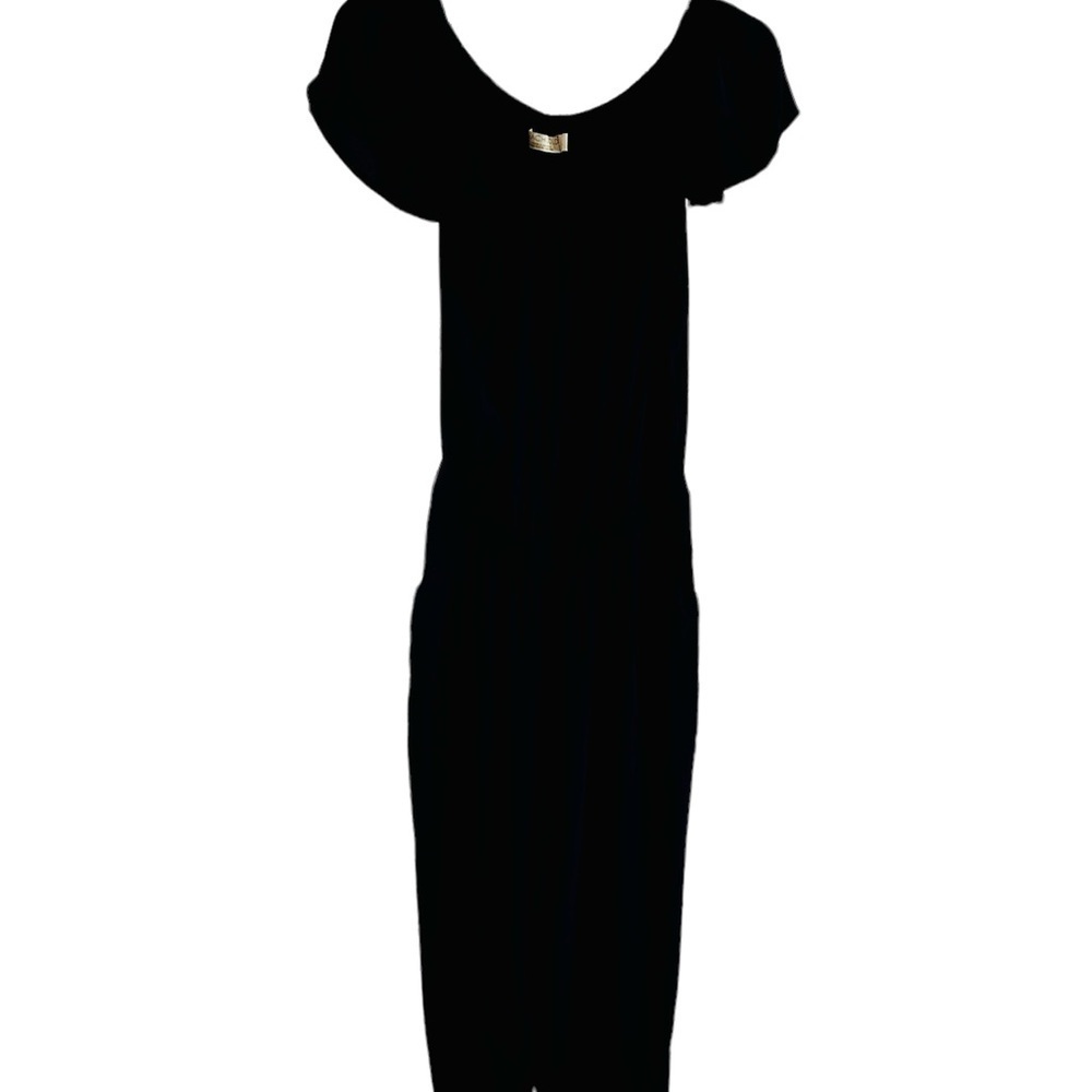 Anthropologie Jumpsuit Black NightTide Beachgold Off the Shoulder size XL